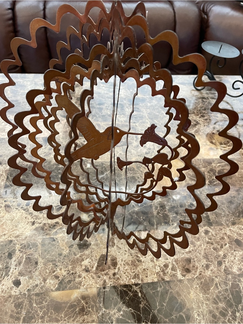 Rust-Brown Metal Bird Wind Spinner - Decorative Home Party Accent - Picture 3 of 4
